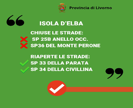 immagine notizia Maltempo Elba. Nuovamente percorribili le strade provinciali della Civilina e della Parata